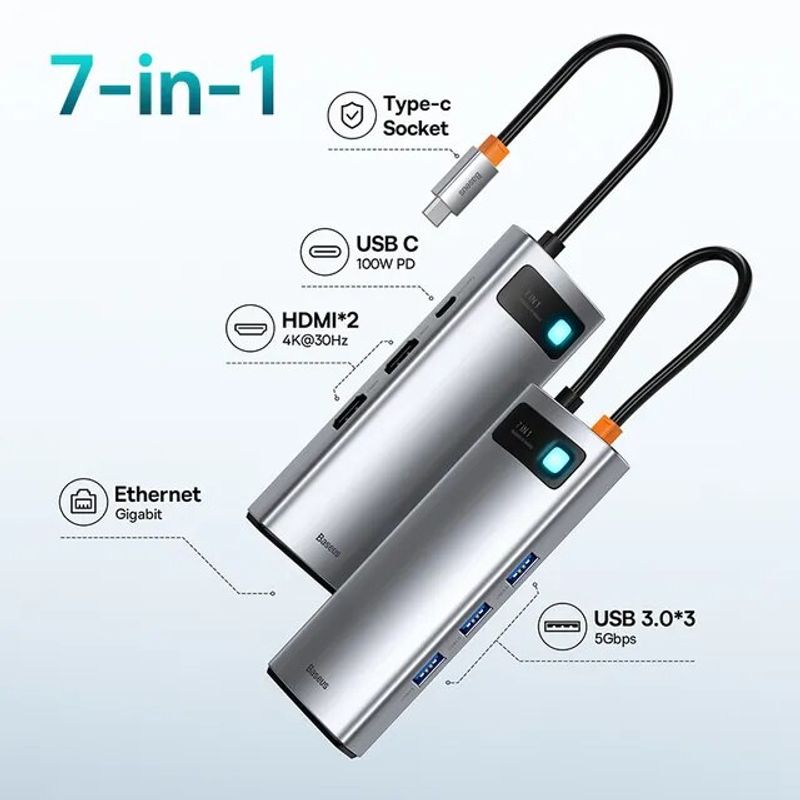 Baseus USB C HUB Zu HDMI-kompatibel VGA USB 3,0 Adapter 9/11 In 1 USB Typ C HUB Dock Für macBook Pro Air PD RJ45 SD Kartenleser_voghion.com
