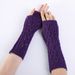Solid Color Hollow Leaf Exposed Gloves For Women's Autumn And Winter New Mesh Warm Knitted Yarn Half Finger Arm Cover_voghion.com