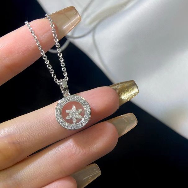 Cross-Border European And American Style Xiao Family Happy Chopard Sun Necklace Full Diamond Star Moon Collarbone Chain_voghion.com