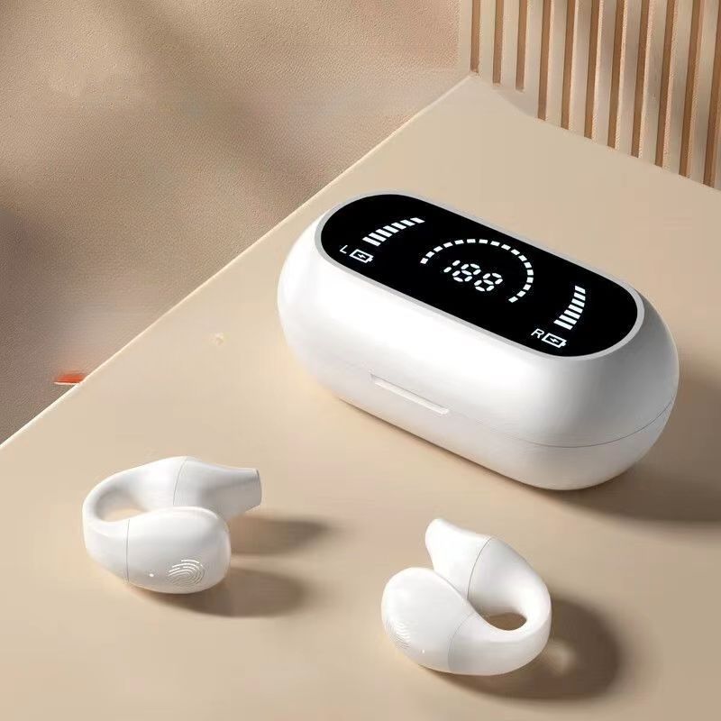 Sluchátka s ušním klipem a kostním vedením Bluetooth kompatibilní 5.2 HIFI bezdrátová sluchátka s dotykovým ovládáním Handsfree sportovní sluchátka s potlačením hluku s mikrofonem_voghion.com