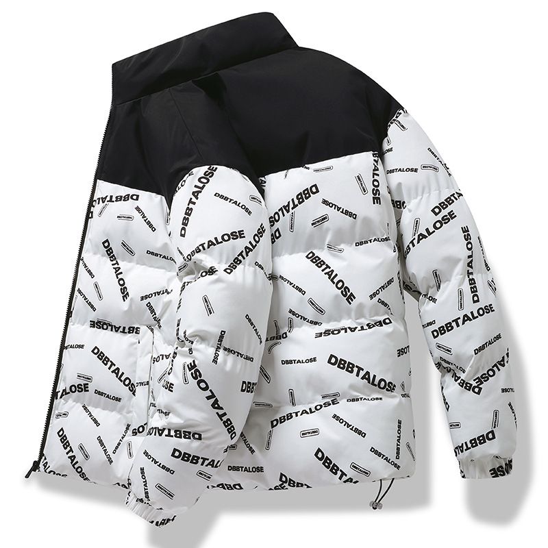 Abbigliamento da uomo giacca imbottita in cotone giacca imbottita in cotone caldo addensato giacca casual con colletto rialzato abbinata ai colori alla moda dal vivo_voghion.com