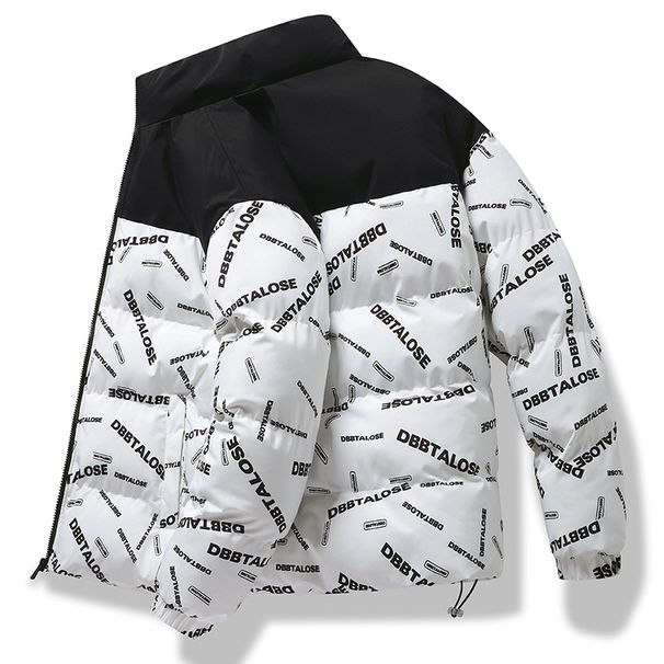 Abbigliamento da uomo giacca imbottita in cotone giacca imbottita in cotone caldo addensato giacca casual con colletto rialzato abbinata ai colori alla moda dal vivo_voghion.com