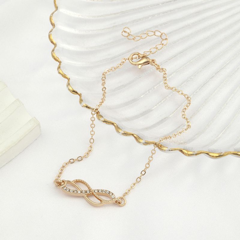 Fußkettchen mit der Unendlichkeitsfigur 8, Zahlensymbol, modischer, exquisiter Fußschmuck, Persönlichkeit, eingelegter Diamant, Strandzubehör_voghion.com