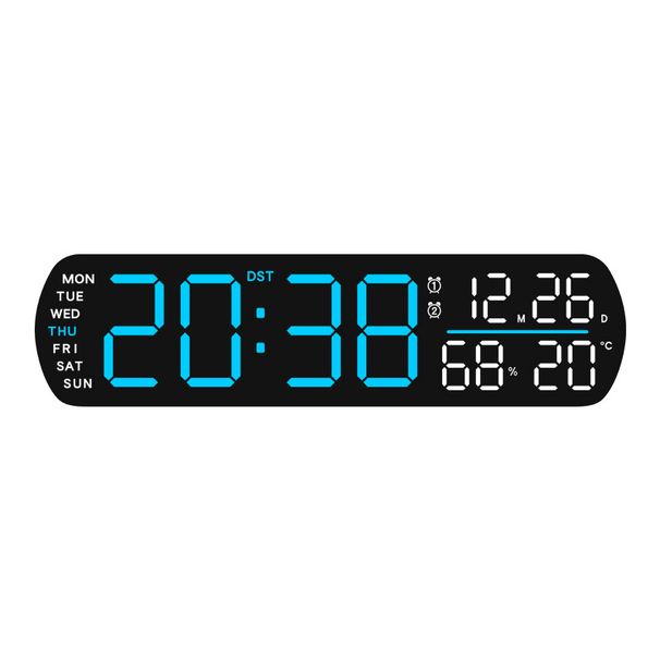 Reloj digital electrónico multifuncional con alarma LED y pantalla LED de escritorio 5512_voghion.com