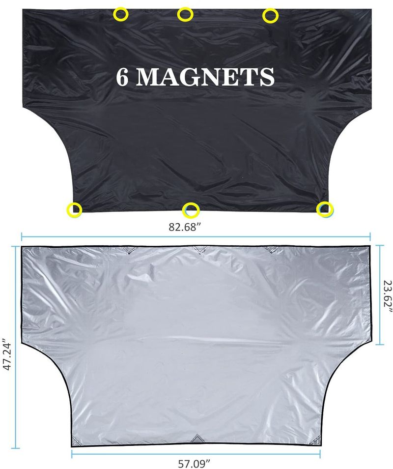 Husă de zăpadă din pânză argintie de iarnă, husă de zăpadă auto, husă magnetică pentru parbriz, husă de zăpadă auto, protecție solară, parasolar_voghion.com
