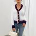 Damenbekleidung Zopfmuster-Cardigan mit V-Ausschnitt, gestreifter Zopfmuster-Cardigan – lässiger, eleganter Damenpullover für Frühling und Herbst (Weiß, S-XXL)_voghion.com