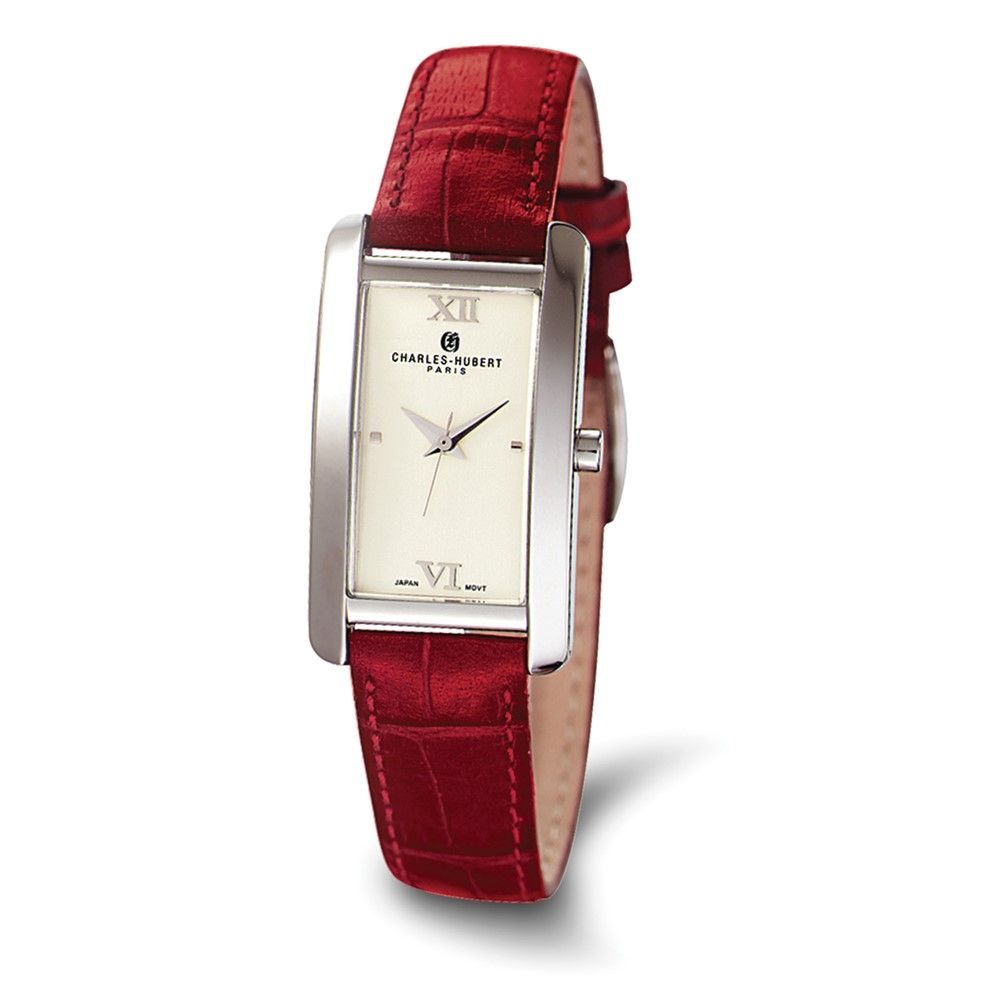 Ladies Charles Hubert Leather Band Dial Retro 21x30mm Watch_voghion.com