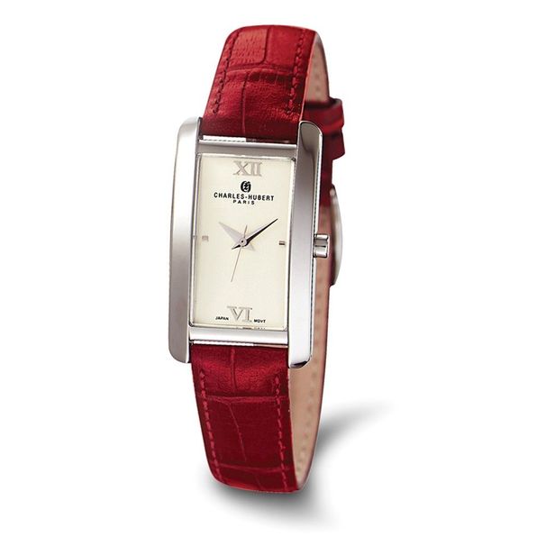 Ladies Charles Hubert Leather Band Dial Retro 21x30mm Watch_voghion.com