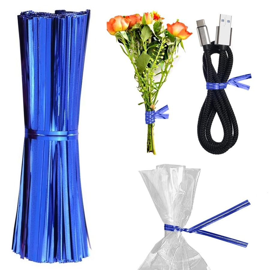 Di sacchetti da pollici. Per lacci per dolcetti natalizi, 4 lacci. Confezione da 1000 sacchetti riutilizzabili Twist blu. Lacci metallici in alluminio per pane._voghion.com