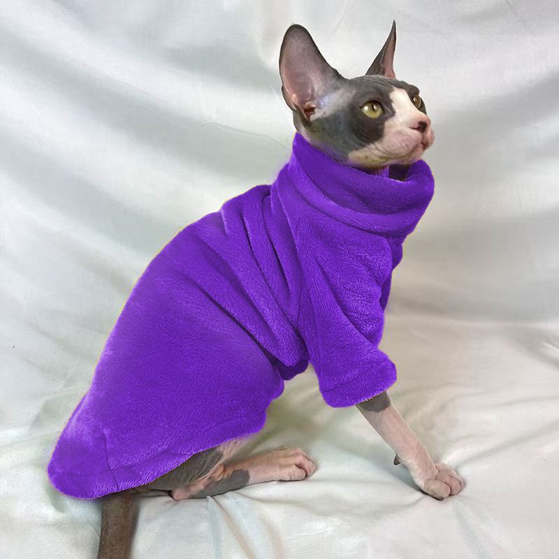 Ropa para gato Sphynx sin pelo, gruesa, de terciopelo Devon Rex, cálida y cómoda, para otoño e invierno._voghion.com