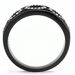 TK3046 - IP Black(Ion Plating) Stainless Steel Ring with Top Grade Crystal in Clear_voghion.com