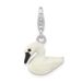 Sterling Silver 3-D Enameled White Swan W/ Lobster Clasp Charm_voghion.com