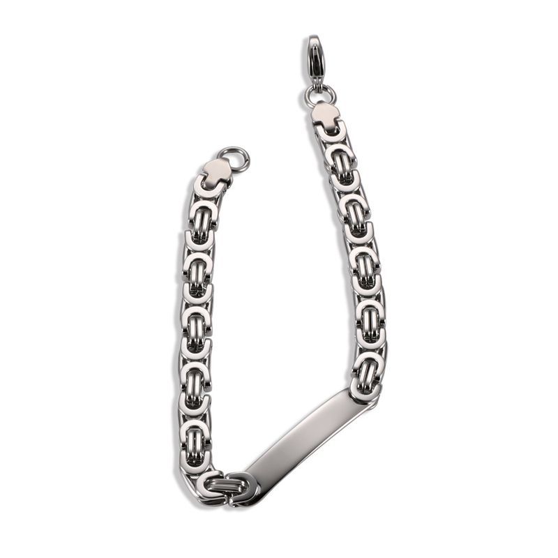 New Stainless Steel Men's Jewelry Flat Curved Tag Bracelet Hip Hop Non-Fading Cuban Emperor Chain High-End Feel_voghion.com