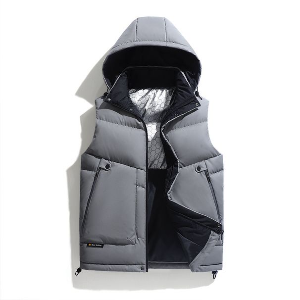 2025 Autumn Winter New Hooded Vest Live Workwear Pocket PU Material Fabric Graphene Sleeveless Cotton_voghion.com