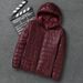 Men's Lightweight Down Jacket With Stand Collar Or Hooded, Slim Fit, Thin & Warm, Casual Winter Coat For Youth_voghion.com