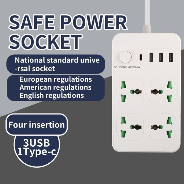 with Multiple Outlets And Cord, Malaysia British Standard USB Smart Power Strip_voghion.com