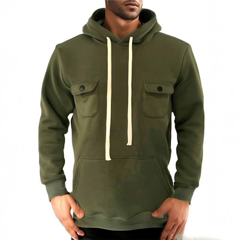 Robuster Kapuzenpullover für Herren, ideal für Herbst und Winter, Arbeitskleidung, Fleece-Sweatshirt mit mehreren Taschen, langärmelige Jacke_voghion.com