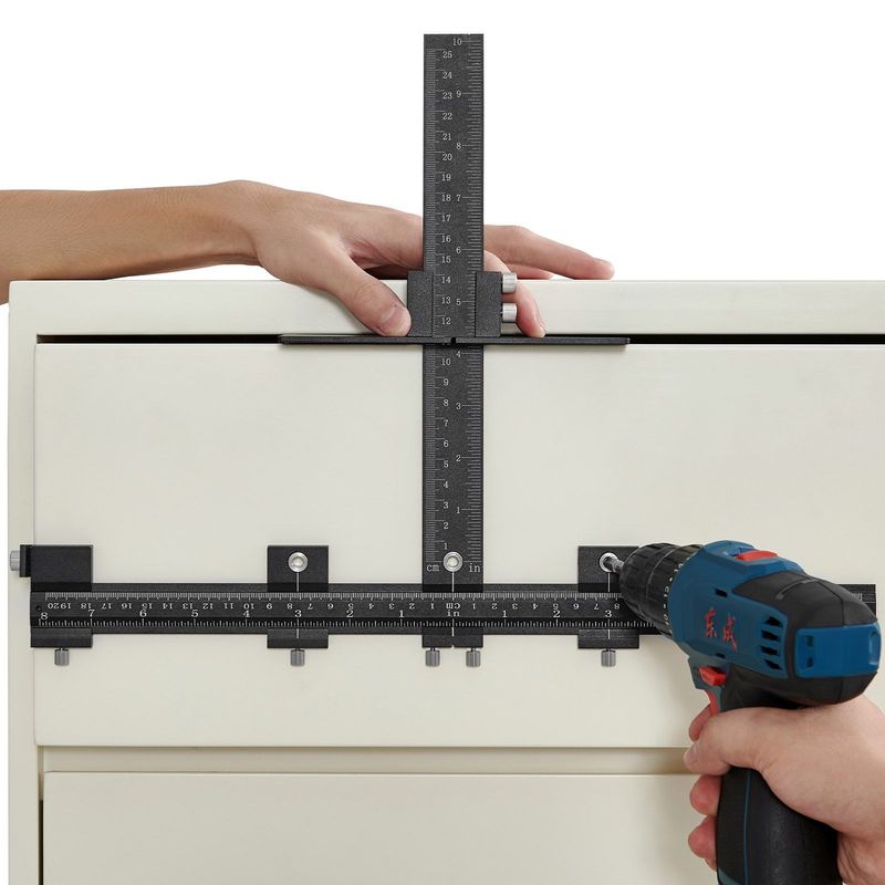 VEVOR Cabinet Hardware Jig, Aluminum Alloy Cabinet Handle Jig With Center Punch, Adjustable Cabinet Hardware Template Tool, For Installation Of Door Drawer Front Knobs Handles And Pulls_voghion.com