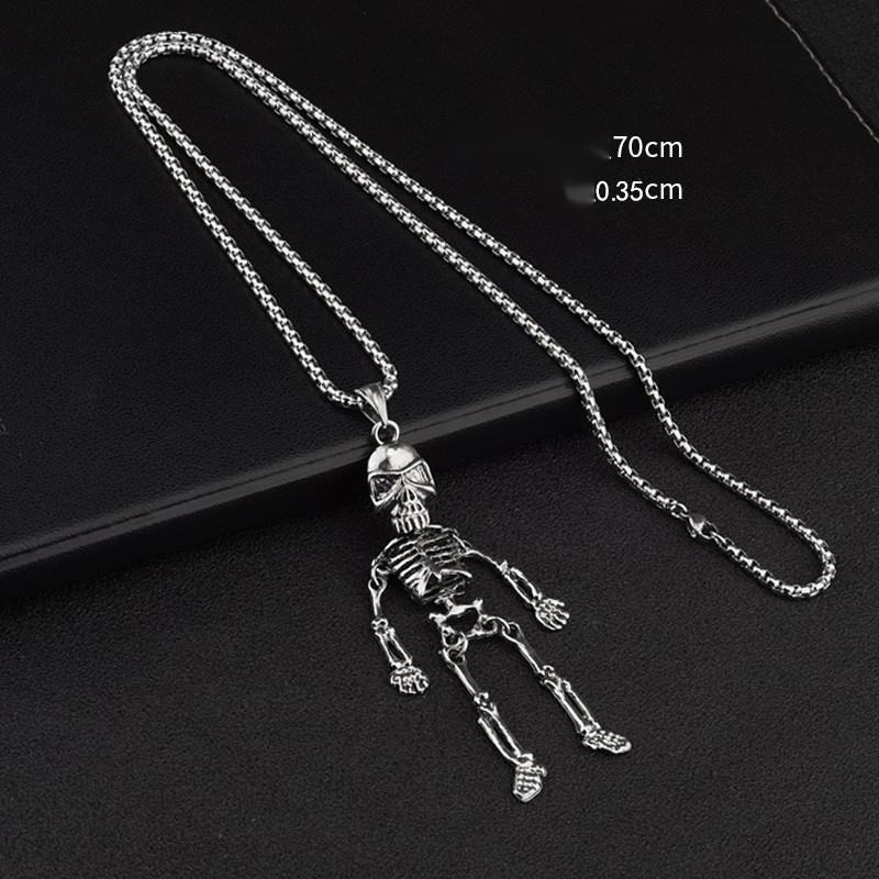 Collar de acero de titanio de gran venta para Halloween, colgante de esqueleto para hombre, cadena de suéter personalizada y moderna para decoración de regalos de Halloween_voghion.com
