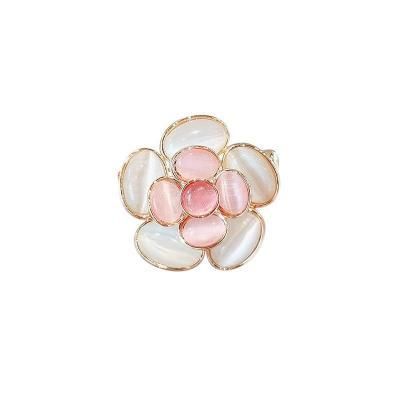 Fashion Flower Opal Brooch Blazer Coat Corsage Camellia Pin High-end Clothes Anti-light Buckle_voghion.com