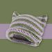 Cappello invernale lavorato a maglia caldo con orecchie di gatto a righe fatto a mano da donna, stile piccolo diavolo autunnale_voghion.com