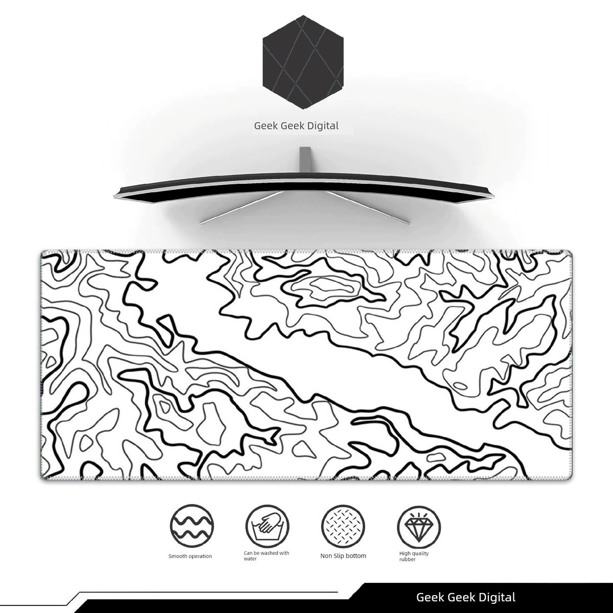 Ongeëvenaarde kwaliteit Topografie Bureaumatten Lijnen Rommelig Terrein Muismat Oversized E-Sports Games Heren Toetsenbord Tafelmat_voghion.com