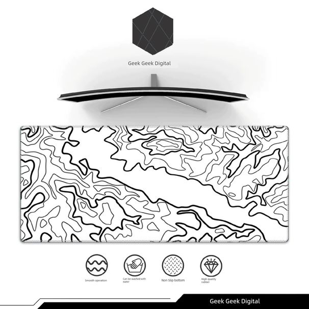 Ongeëvenaarde kwaliteit Topografie Bureaumatten Lijnen Rommelig Terrein Muismat Oversized E-Sports Games Heren Toetsenbord Tafelmat_voghion.com