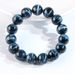Bracelet polyvalent Donghai Ketang en bois d'œil de tigre bleu naturel et calcédoine, motif éclair, pierre de courage_voghion.com