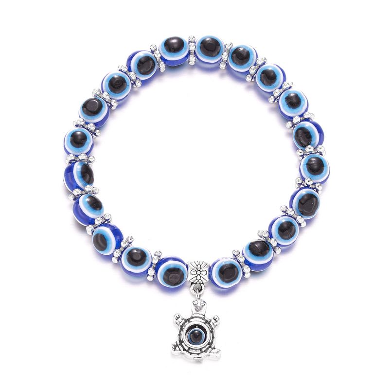 La versione coreana del braccialetto fatto a mano con cordino a mano Fatima, con occhi azzurri turchi e creatività alla moda_voghion.com
