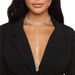 Hot selling rhinestone Y-shaped long tassel necklace for ladies, sparkling crystal collarbone chain, claw chain_voghion.com