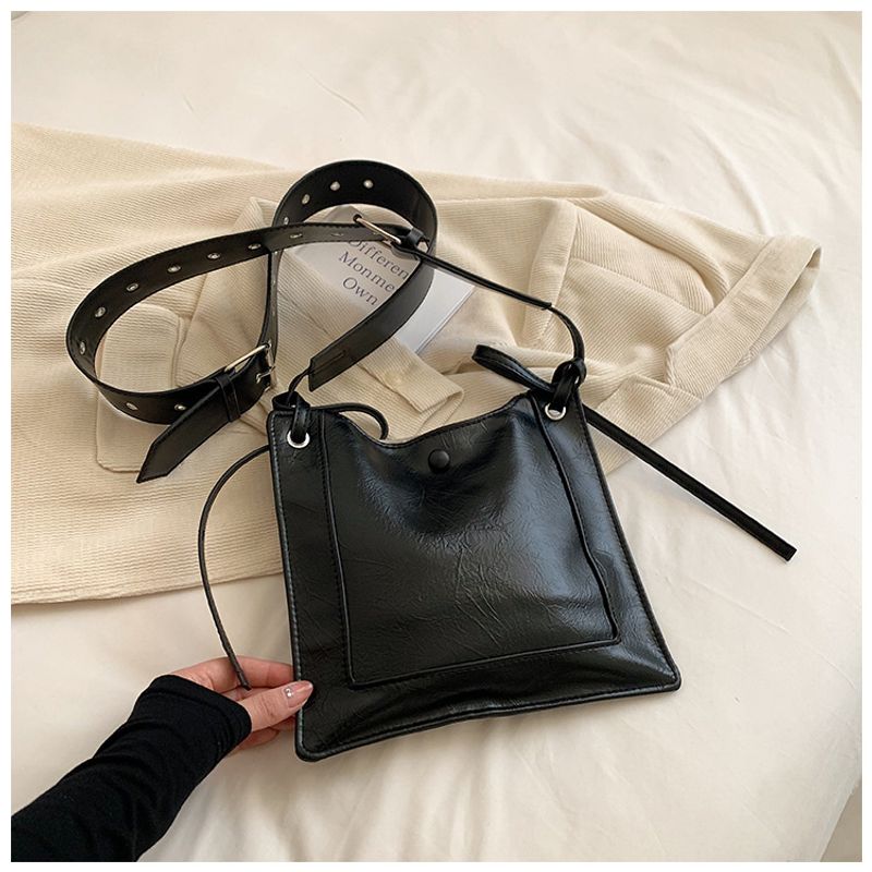 Borsa dal design di nicchia 2023Ins Borsa a secchiello semplice per tutti gli abbinamenti Borsa tote con tracolla larga stile occidentale con una spalla Messenger_voghion.com