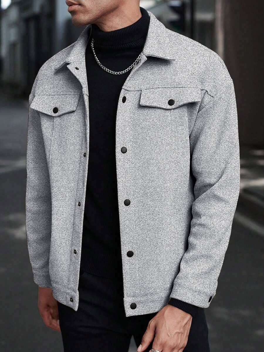 Men's Casual & Business Wool Blend Jacket - Lightweight Windproof Coat With Multiple Pockets For Autumn Winter_voghion.com