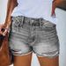 Verwaschene, zerrissene Freizeit-Shorts-Jeans für Damen_voghion.com