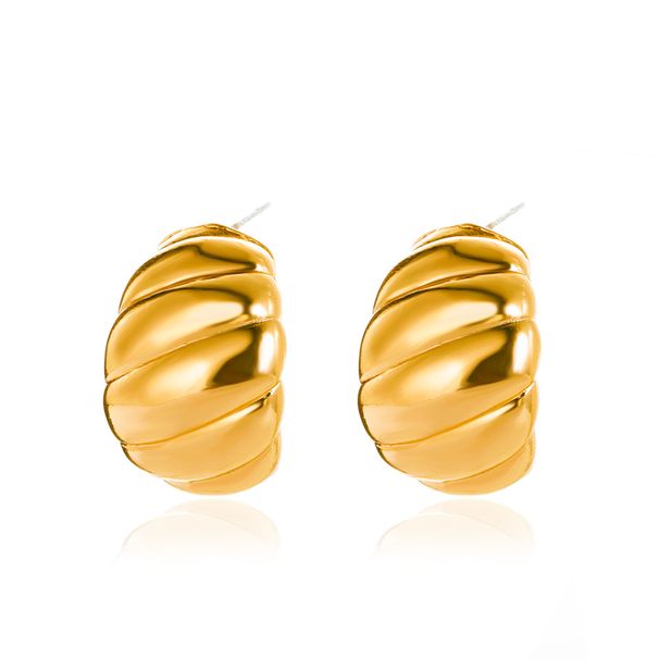 ins style exaggerated horn thread stud earrings female personality temperament C- shaped striped earrings temperament_voghion.com