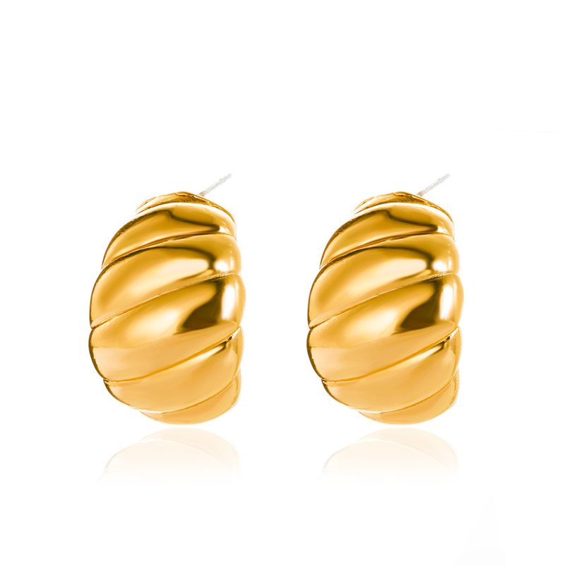 Boucles d'oreilles à tige en corne exagérée de style ins tempérament de personnalité féminine boucles d'oreilles rayées en forme de C tempérament_voghion.com