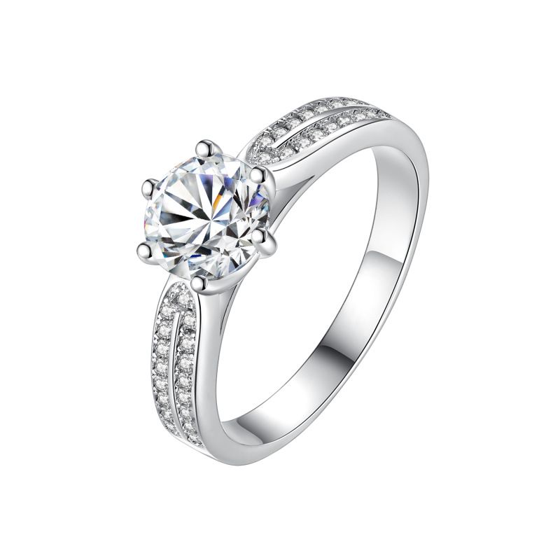 Sterling Silber Damenring Starlight Queen 0,5 1,23 Karat Moissanit Antrag Verlobungsschmuck_voghion.com