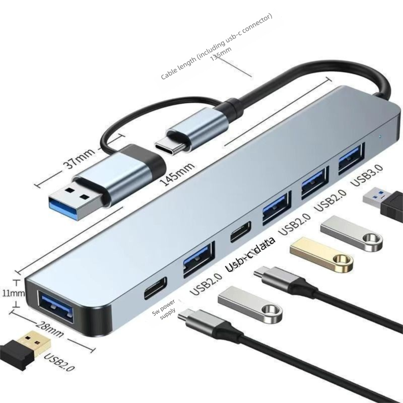 Type-C USB 3.0 Dual Port Docking Station Hub Multi-in-One For Computer Tablet To Connect Mouse Keyboard_voghion.com