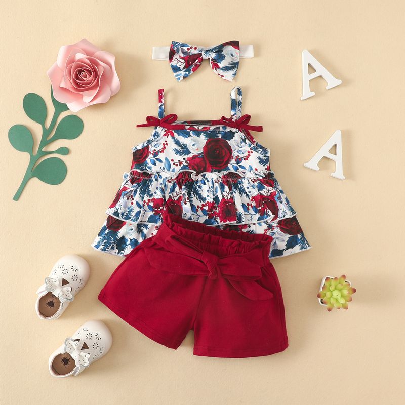 Babyklær baby slynge dress kvinne baby 0-2 år slynge søt bomullsshorts tredelt sommer_voghion.com