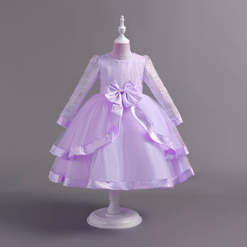 Kids' Clothing Long Sleeved Girls Mesh Dress Baby Children's Birthday Celebration Party Dress_voghion.com