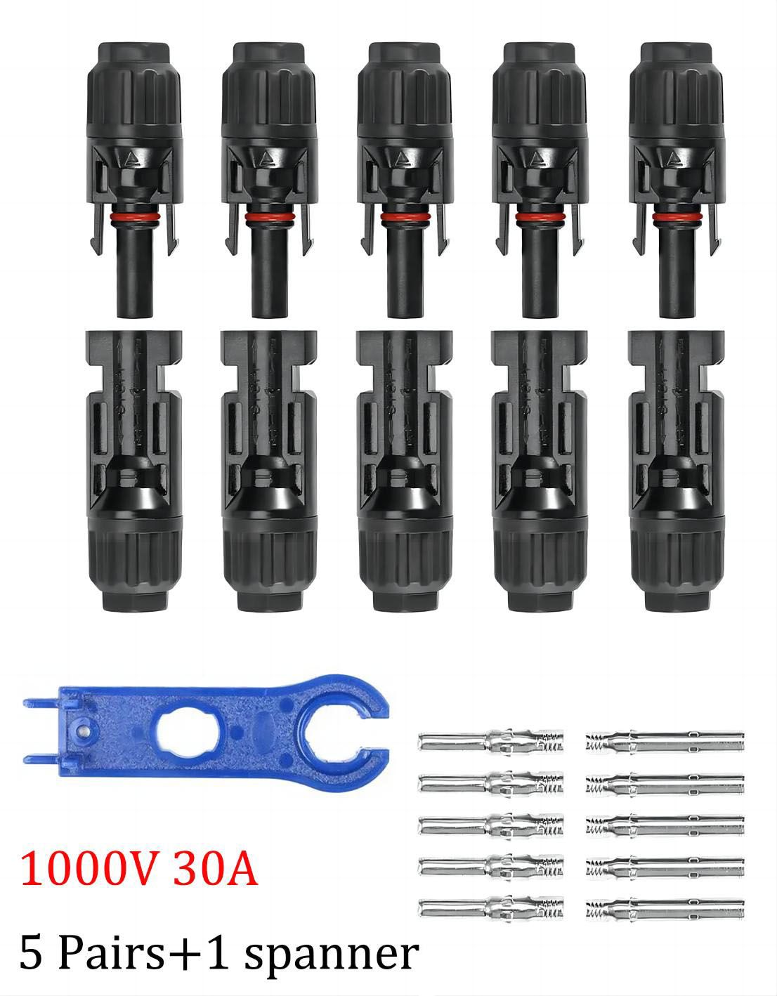 100/50/20/10/5 Pairs DC Solar Connector 1000V30A Panel Plug IP67 Waterproof Connectors Kit For PV/MC Cable 2.5/4/6mm2_voghion.com
