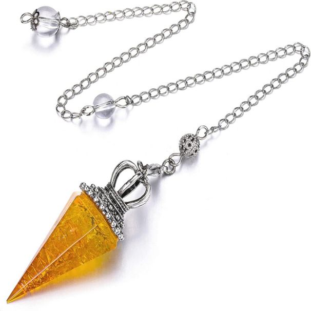 25 mm natürlicher Citrin-Kronenanhänger – Pendel aus zerkleinertem Steinharz mit verstellbarer Kette für Männer und Frauen (Modeschmuck, für Reichtum und Positivität)_voghion.com