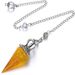 25 mm natürlicher Citrin-Kronenanhänger – Pendel aus zerkleinertem Steinharz mit verstellbarer Kette für Männer und Frauen (Modeschmuck, für Reichtum und Positivität)_voghion.com