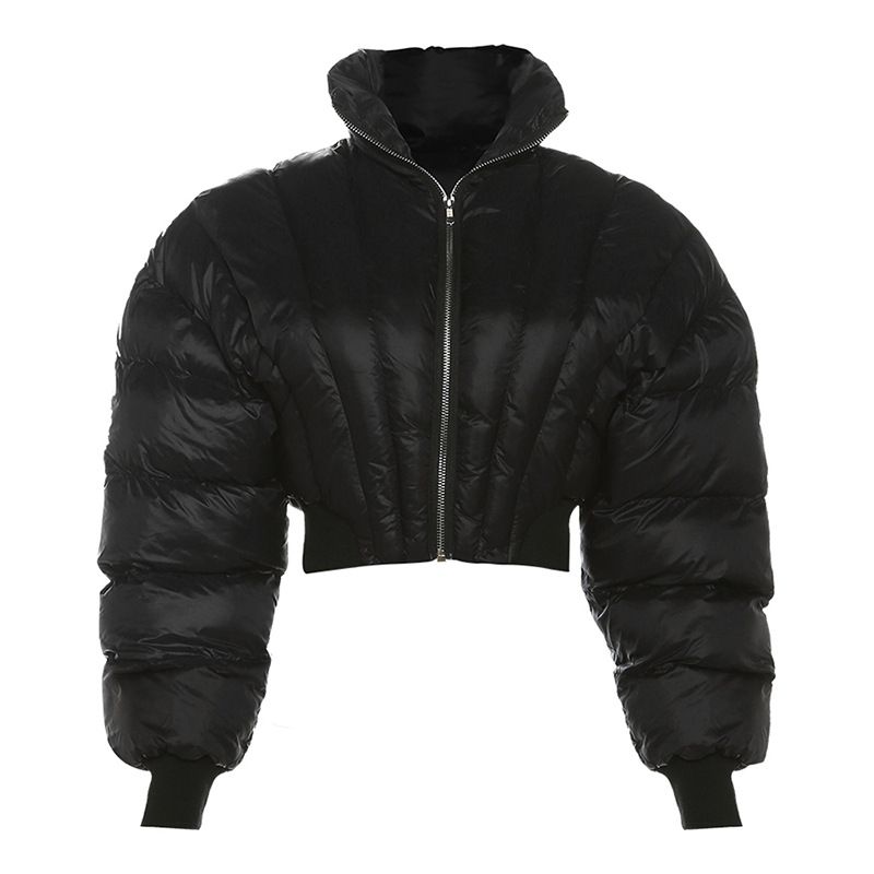 women's new fashion casual slim short stand-up collar street style cotton jacket tops for women_voghion.com