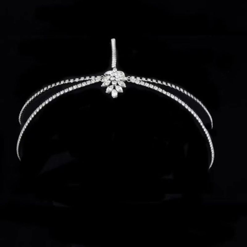 Multi layer rhinestone forehead novel bride wedding crystal headband women's hair chain_voghion.com