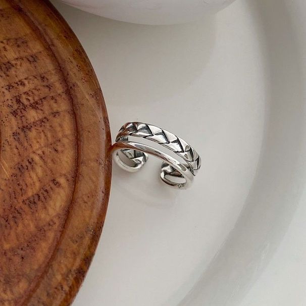 Korean Version S999 Silver Double Layer Twist For Women Fashionable Elegant Geometric Open Hip Hop Tail Ring_voghion.com
