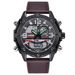 Men's Sport Digital Analog Watch With Multifunction Display, PU Strap, LED Backlight, GMT, Alarm, And Date_voghion.com