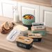 Ceramic Butter Dish With Wooden Lid & Built-in Knife Clear Window Refrigerator Storage Container For Cheese Butter_voghion.com