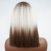 Synthetic wig Chemical fiber wig dyed with gradient gray and straight bangs split wave _voghion.com