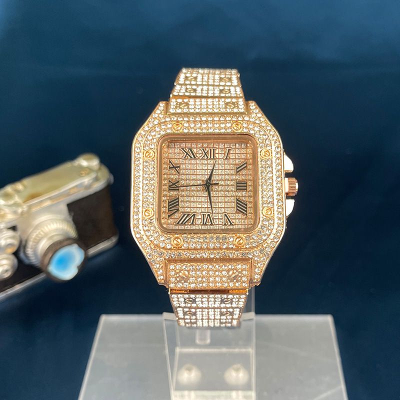 Uhren für Männer Quarzuhr Mode Luxus große quadratische Diamant besetzte Stern Herrenuhr_voghion.com