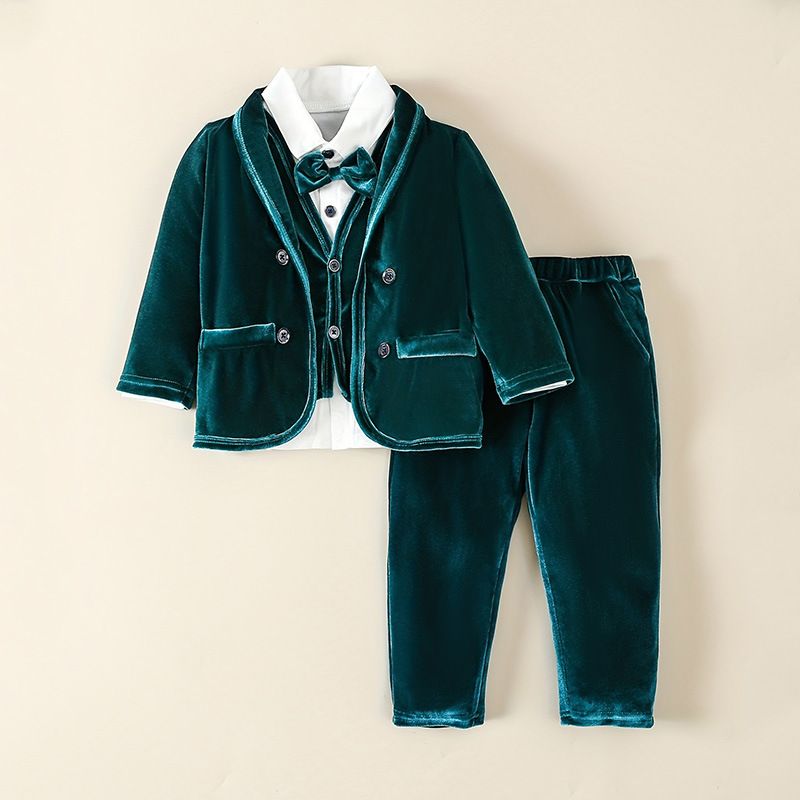 Boy's Suit Autumn And Winter Baby's First Year Dress Velvet Children's Gentleman's Dress Boy Host Costume_voghion.com